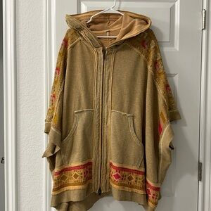 Free People Wildside Embroidered Hooded Poncho XS/S